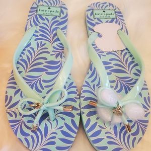 NIB 9 Kate Spade Nova flip flops Caribbean Sky
